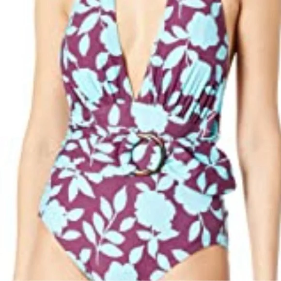 Kate Spade Purple and Blue One Piece Swimsuit with Halter Neck - Picture 4 of 7